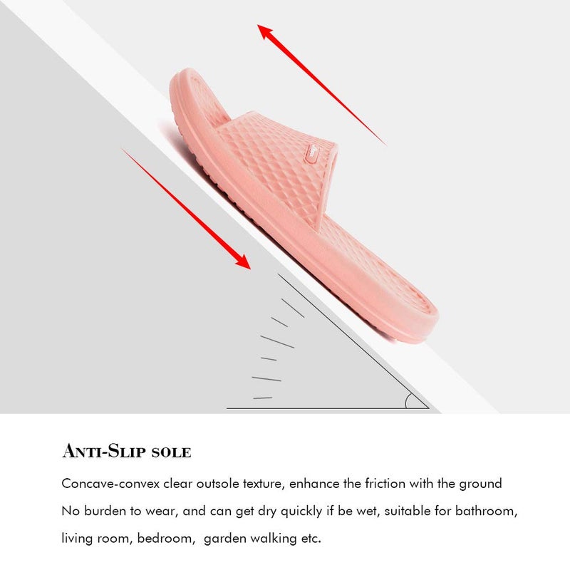 FUNKYMONKEY Womens Bathroom Shower Slippers Indoor Home Beach Non Slip Sandal (9 M US, Pink) - Image 3